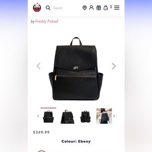 Freshly Picked diaper bag with change pad and shoulder strap, in Ebony / Black